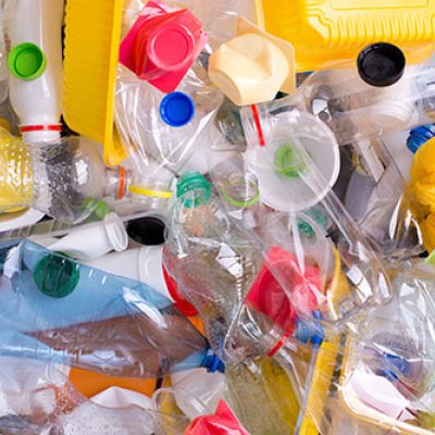 Empty plastic bottles piled together 